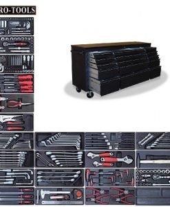 US PRO TOOLS BLACK 72″ TOOL CHEST WORKBENCH WITH TOOLS